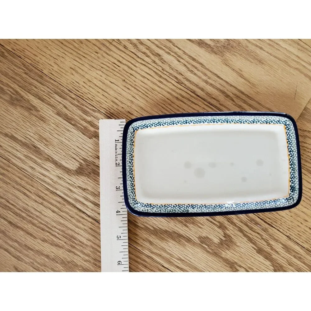 Blue Rose Polish Pottery Ballina Butter Dish Cottagecore EUC
